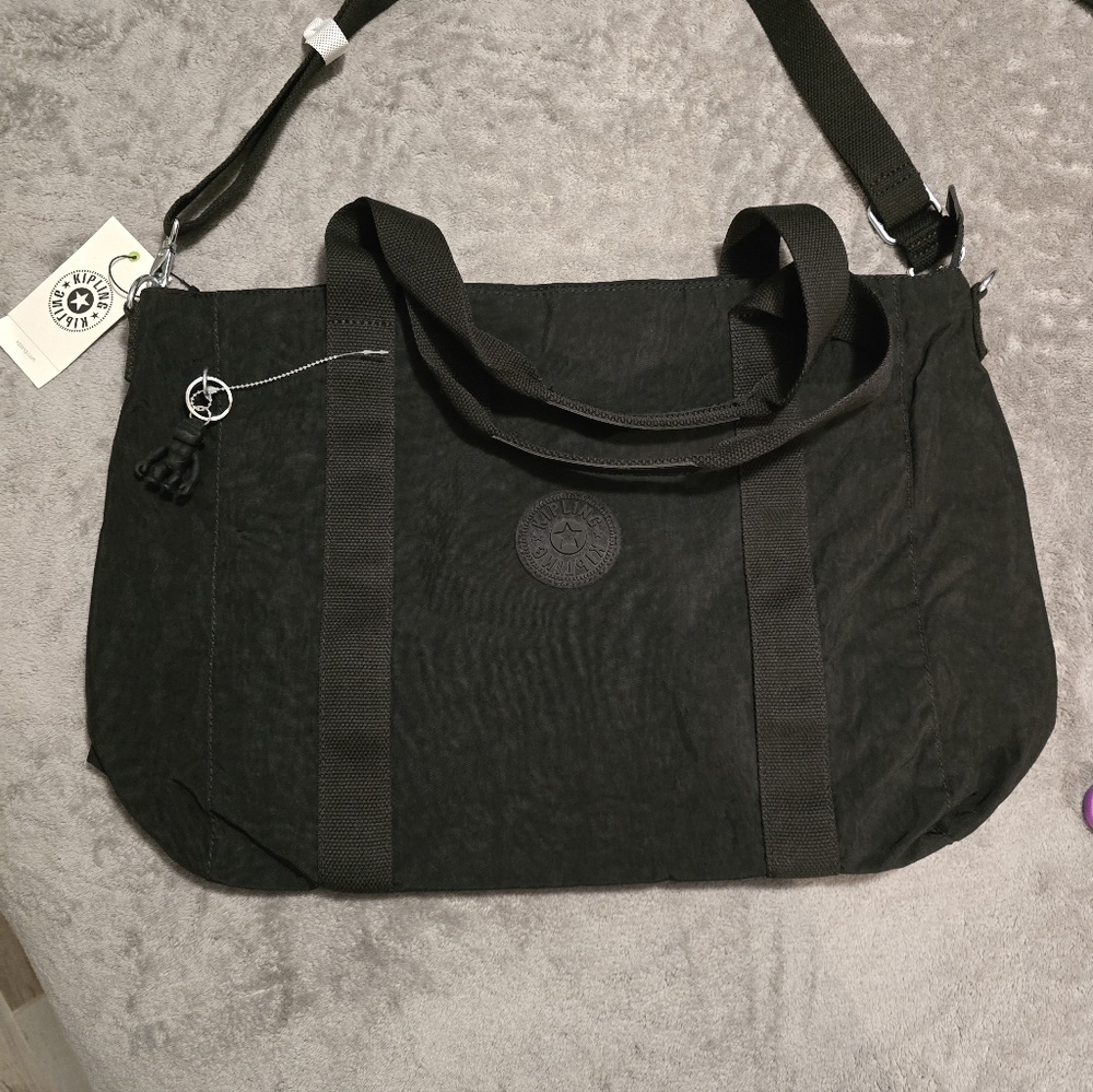 Black Kipling Asseni Tote Bag with Adjustable Straps NWT